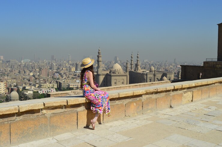 young-female-tourist-enjoying-beautiful-view-ancient-citadel-el-khalifa-egypt_181624-41992
